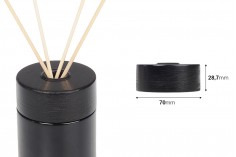 Дървена капачка в черен цвят за бутилка за ароматизатори с гърловина PP28