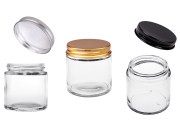 Glass clear jar 100 ml with aluminum cap and inner liner