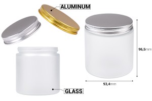 Стъклен матов буркан 500 мл с алуминиева капачка с уплътнител - 6 бр.-изображение_размери