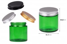 Стъклен зелен буркан 100 мл с капачка с уплътнител - 6 бр. 