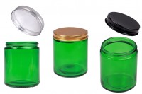 Alüminyum kapaklı ve iç astarlı 100 ml yeşil cam kavanoz - 6 adet