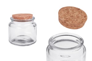 Стъклен прозрачен буркан 100 мл с коркова тапа-изображение_продукт