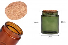 Doğal mantarlı 100 ml karamel veya yeşil cam kavanoz