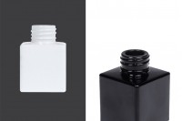 Стъклена квадратна бутилка в бяло или в черно 50 мл (PP28) 