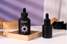 Serum için siyah damlalıklı 60 ml mat siyah cam şişe