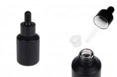 Serum için siyah damlalıklı 30 ml mat siyah cam şişe