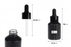 Serum için siyah damlalıklı 30 ml mat siyah cam şişe