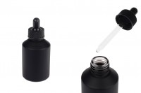 Serum için siyah damlalıklı 60 ml mat siyah cam şişe