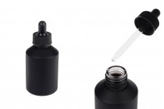 Serum için siyah damlalıklı 60 ml mat siyah cam şişe