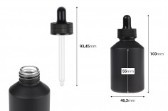 Serum için siyah damlalıklı 60 ml mat siyah cam şişe
