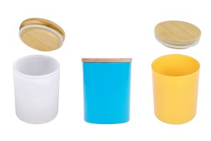 Стъклен буркан 200 мл с дървена бамбукова капачка-изображение_група