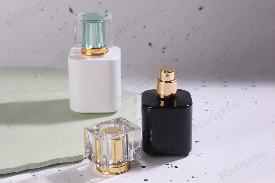 Луксозен стъклен флакон за парфюм 30 ml  с гърловина 15/400  (PP 15) в черен или бял цвят-изображение_група