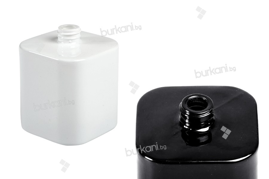 Луксозен стъклен флакон за парфюм 50 ml  с гърловина 15/400  (PP 15) в черен или бял цвят