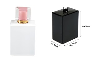 Луксозна стъклена бутилка  за парфюм 100 ml - (15/400)   в правоъгълна форма в бял или черен цвят-изображение_размери