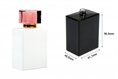 Луксозна стъклена бутилка  за парфюм 100 ml (PP 15) в правоъгълна форма в бял или черен цвят
