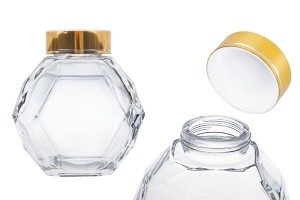 Стъклен буркан 380 мл със златен капак за мед-изображение_продукт