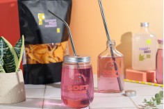 Jar plastic (PET) 350 ml in clear color with cap for milk, juice, beverages
