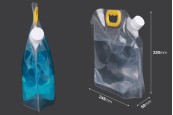 Опаковка тип Doy Pack прозрачна 1.5 литра с бяла предпазна капачка и дръжка - 10 бр Опаковка тип Doy Pack прозрачна 1.5 литра с бяла предпазна капачка и дръжка - 10 бр