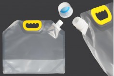 Doy Pack şeffaf 2,5 L, beyaz güvenlik kapaklı ve saplı - 10 adet