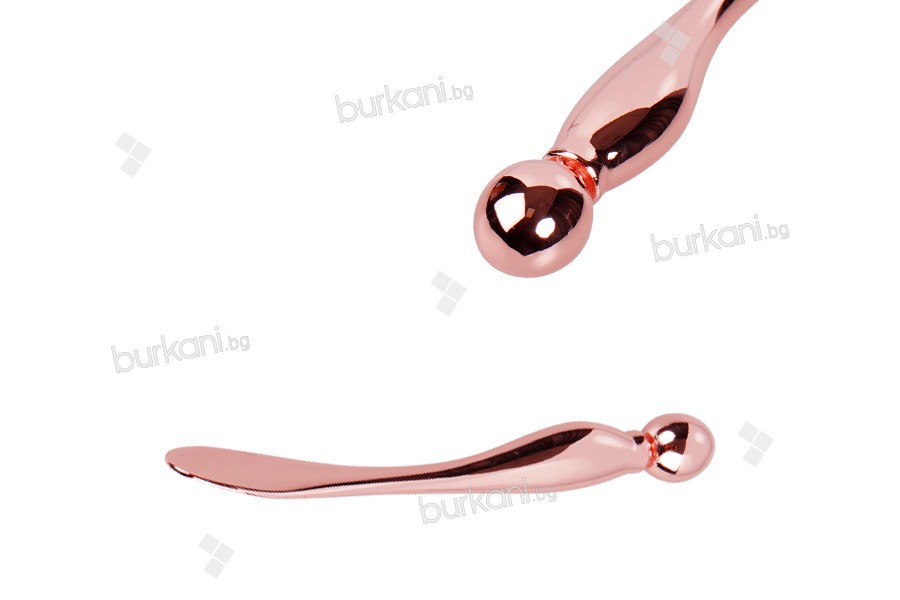 Pembe altın renginde 58 mm krem metalik spatula - 6 adet