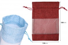 Ленена торбичка с размер 130х1800 мм с прозорец (тюл) в различни цветове - 50 бр.