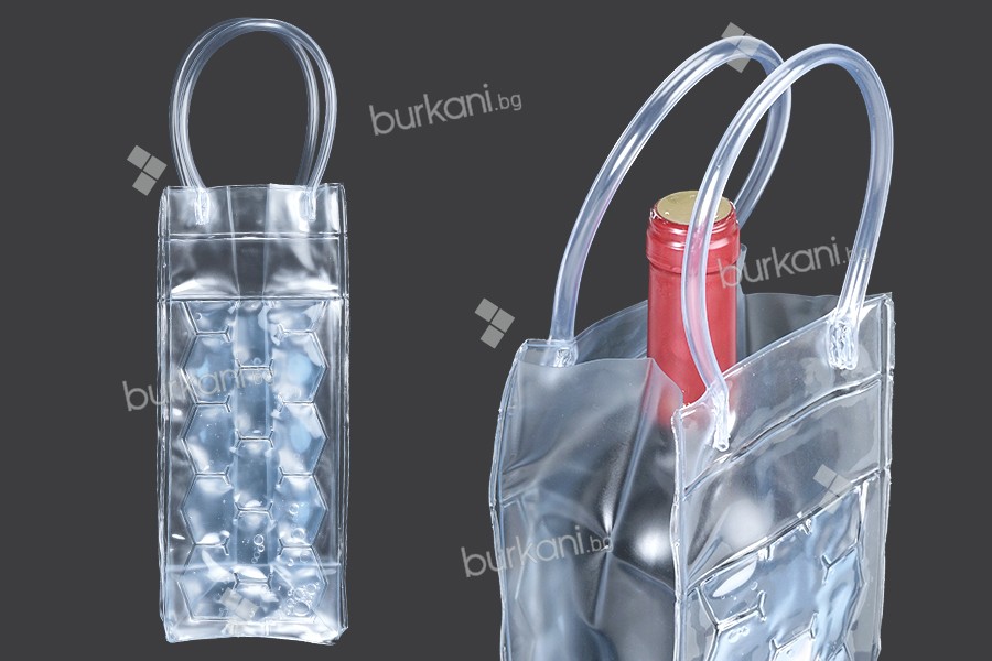 Прозрачна изотермична чанта за бутилка с дръжка