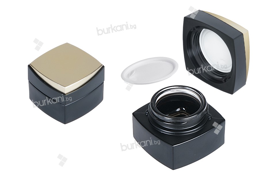 Luxury 30ml glass jar in black color for cream with acrylic cap and plastic gasket