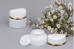 Luxury 30ml glass jar in beige matte for cream with cap and plastic gasket