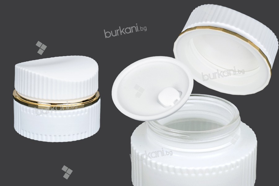Luxury 30ml glass jar in beige matte for cream with cap and plastic gasket