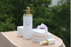 Luxury 30ml glass jar in beige matte for cream with cap and plastic gasket