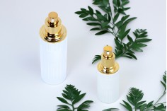 Luxury 40 ml glass bottle in beige matte color with cap and cream pump