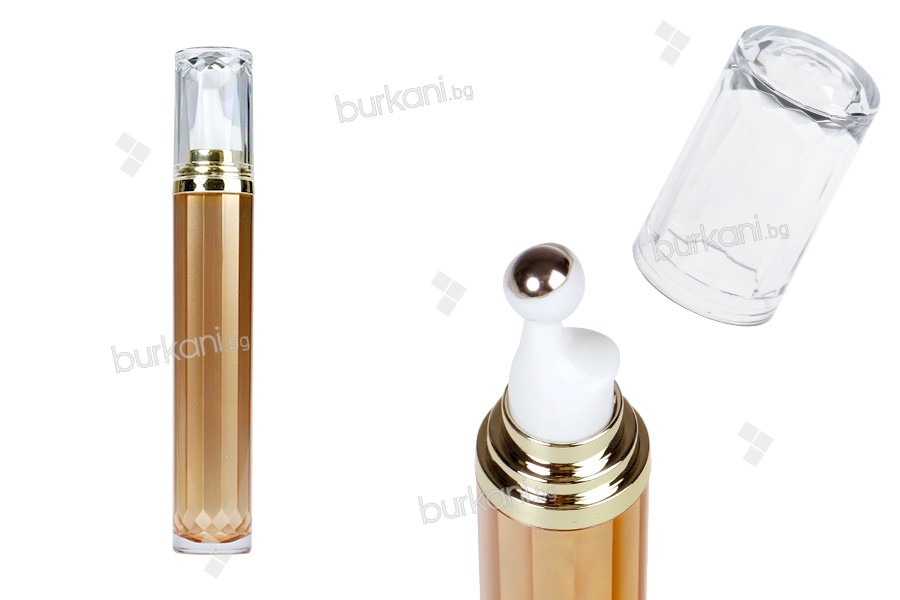 Acrylic bottle 20 ml for cosmetic use in brown color with roll on and cap