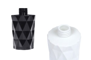 Стъклена бутилка 180 ml (PP28) релефна в бял или черен матов цвят за ароматизатори-1