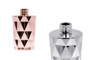 Стъклена бутилка 180 ml (PP28) релефна в цвят сребро или розово-златно подходяща за ароматизатори-1