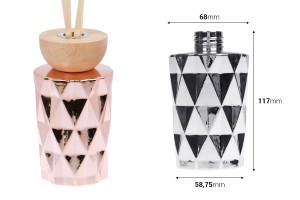 Стъклена бутилка 180 ml (PP28) релефна в цвят сребро или розово-златно подходяща за ароматизатори-2