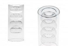 Cam şişe "şeklinde" Çift aralıklı "Grup üzüm" ile 2 doğal konik mantarlar. El yapımı üflemeli cam-480 ml