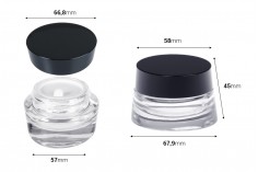 Стъклен прозрачен буркан за крем 30 мл с капачка и пластмасов уплътнител 