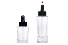 Serum ve süzgeç için siyah damlalıklı 30 ml şeffaf cam şişe