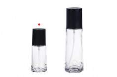 Стъклена прозрачна бутилка 40 мл с черна крем помпа и капачка