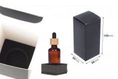 Опаковъчна кутия от черна матова хартия 55x55x125 mm с вътрешен джоб за бутилки с етерично масло 50 ml - 20 бр.