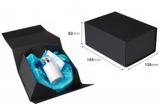 Mıknatıslı siyah renkli karton kutu 185x135x82 mm - 12 adet