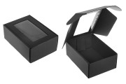 Опаковъчна кутия от черна крафт хартия с прозорец 130x180x70 мм - 20 бр.