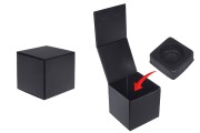 Луксозна кутия с магнитно затваряне в черен цвят 110x110x110 мм с вътрешна пластмасова кутия (за буркани код 1105-2-0)