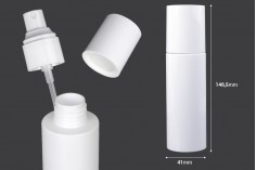 Krem pompalı ve kapaklı 100 ml plastik (PET) beyaz şişe - 6 adet