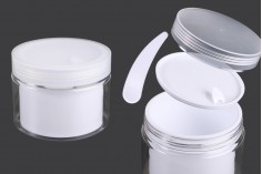 İki ayaklı krem kavanozu 200 ml plastik kapaklı, plastik contalı ve spatulalı - 6 adet