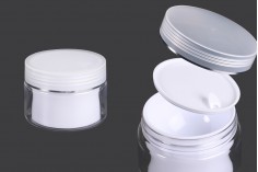 Çift taraflı krem kavanozu 50 ml kapaklı ve plastik contalı