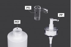 Krema pompalı (PP24) ve kapaklı 250 ml PET şişe - 6 adet