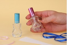 Стъклена бутилка за парфюм 10 мл с различни цветове капачки