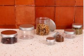 Прозрачен PET буркан 300ml със сребриста алуминиева капачка с уплътнител Прозрачен PET буркан 300ml със сребриста алуминиева капачка с уплътнител