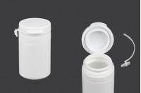 Haplar ve kapsüller için 30 ml'lik kapaklı beyaz plastik kavanoz